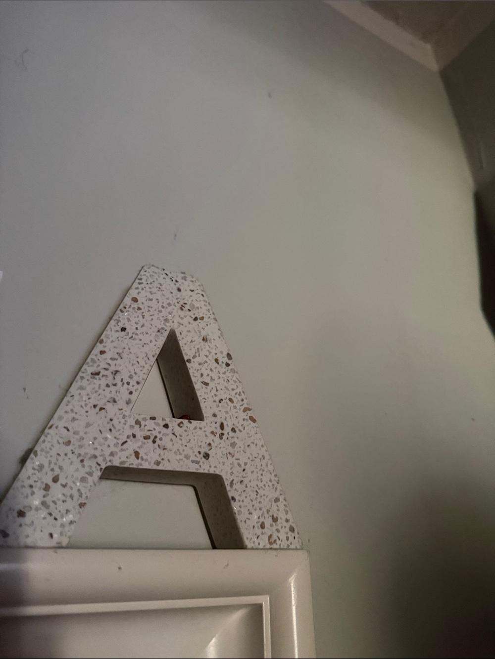 Decorative Speckled Terrazzo Letter A Accent - White